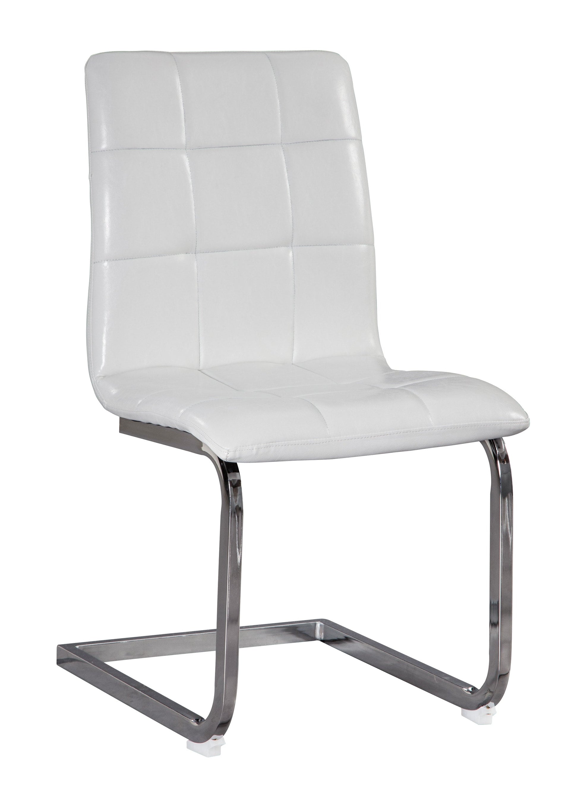 Ashley Chrome/White Modern Contemporary Glass Faux Leather Crystal Round 5Pc Dining Set