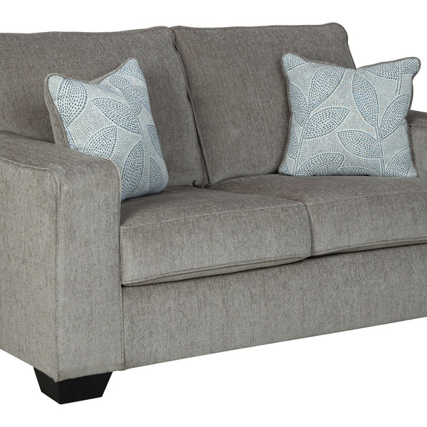 Ashley Altari Alloy Gray Modern Sleek Contemporary Fabric Polyester Upholstered Sofa & Loveseat Set