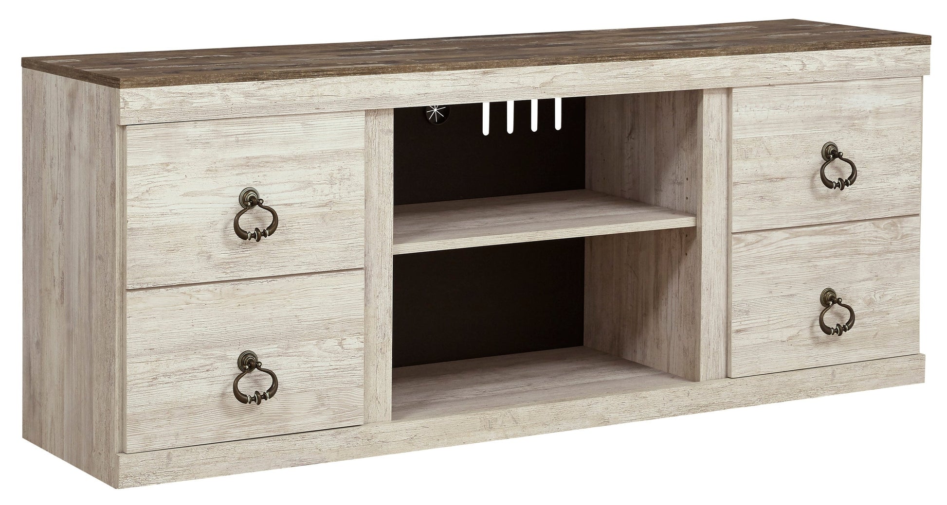 Willowton White Modern Transitional Contemporary Solid Wood TV Stand With Cabinet And Storage
