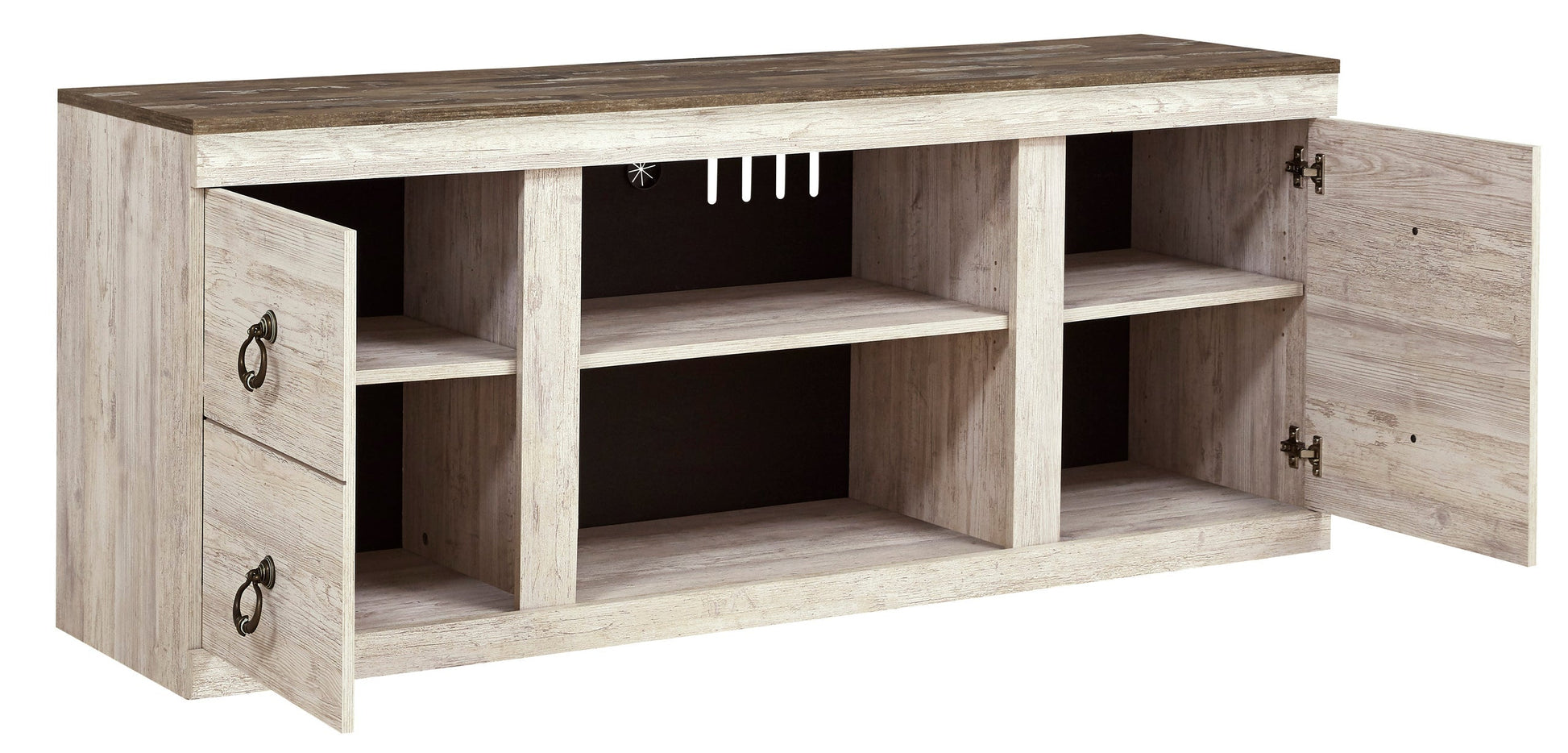 Willowton White Modern Transitional Contemporary Solid Wood TV Stand With Cabinet And Storage