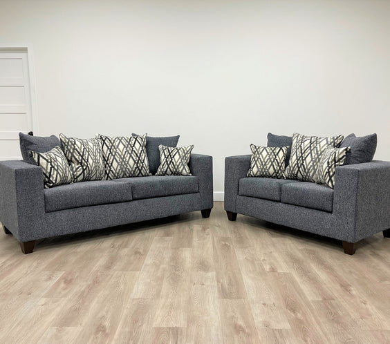 Steel Modern Contemporary Fabric Upholstered Sofa & Loveseat