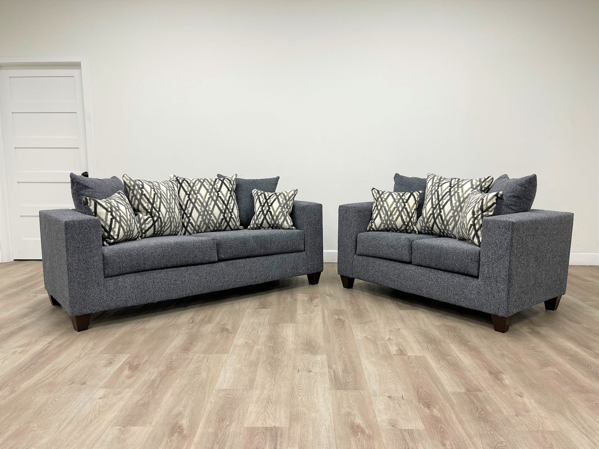 Steel Modern Contemporary Fabric Upholstered Sofa & Loveseat