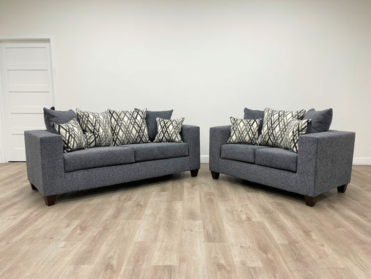 Steel Modern Contemporary Fabric Upholstered Sofa & Loveseat
