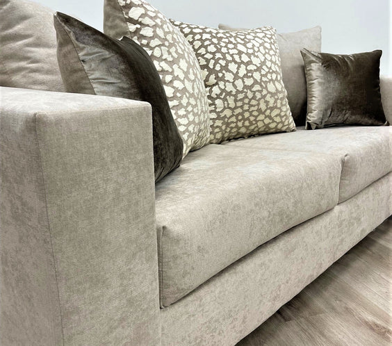 Hollywood Gold/Khaki Modern Contemporary Fabric/Velvet Sofa & Loveseat