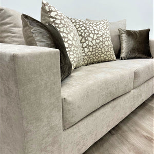 Hollywood Gold/Khaki Modern Contemporary Fabric/Velvet Sofa & Loveseat