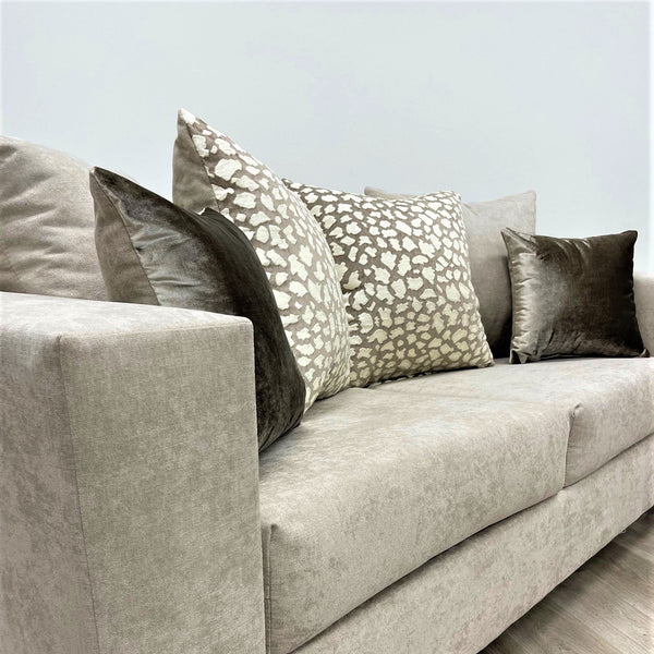 Hollywood Beige Modern Contemporary Solid Wood Velvet Fabric Upholstered Sofa & Loveseat
