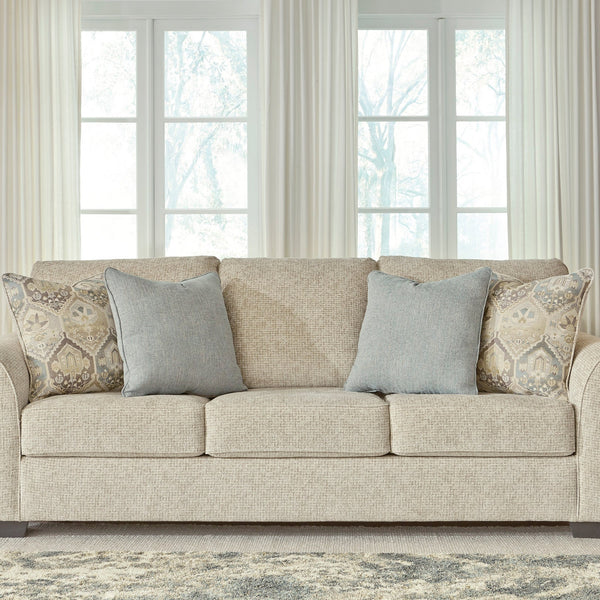 Ivory Modern Contemporary Faux Wood Fabric Upholstered Queen Sofa Sleeper