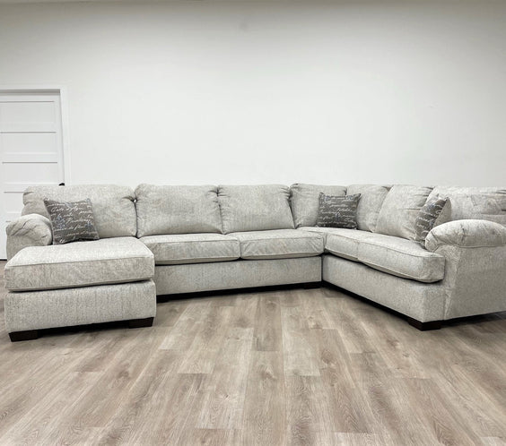 Brentwood Ivory Linen Modern Contemporary Traditional Chenille Fabric Sectional