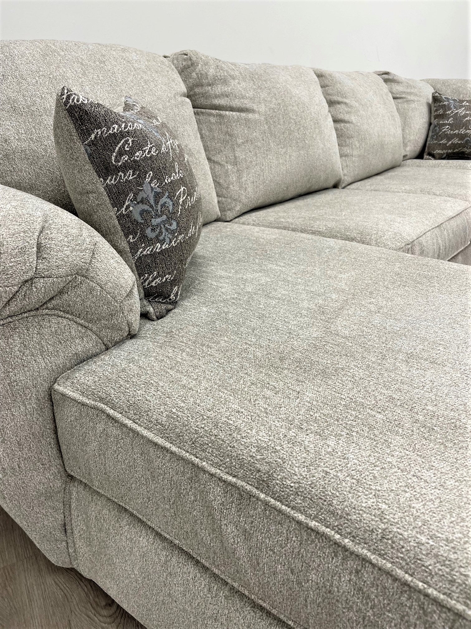 Brentwood Ivory Linen Modern Contemporary Traditional Chenille Fabric Sectional