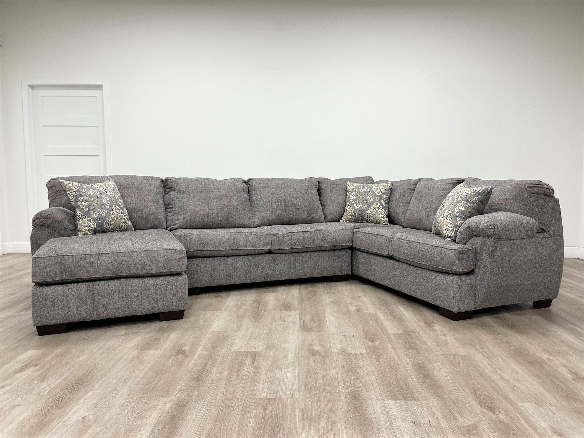 Brentwood Gray Modern Contemporary Traditional Chenille Fabric Sectional