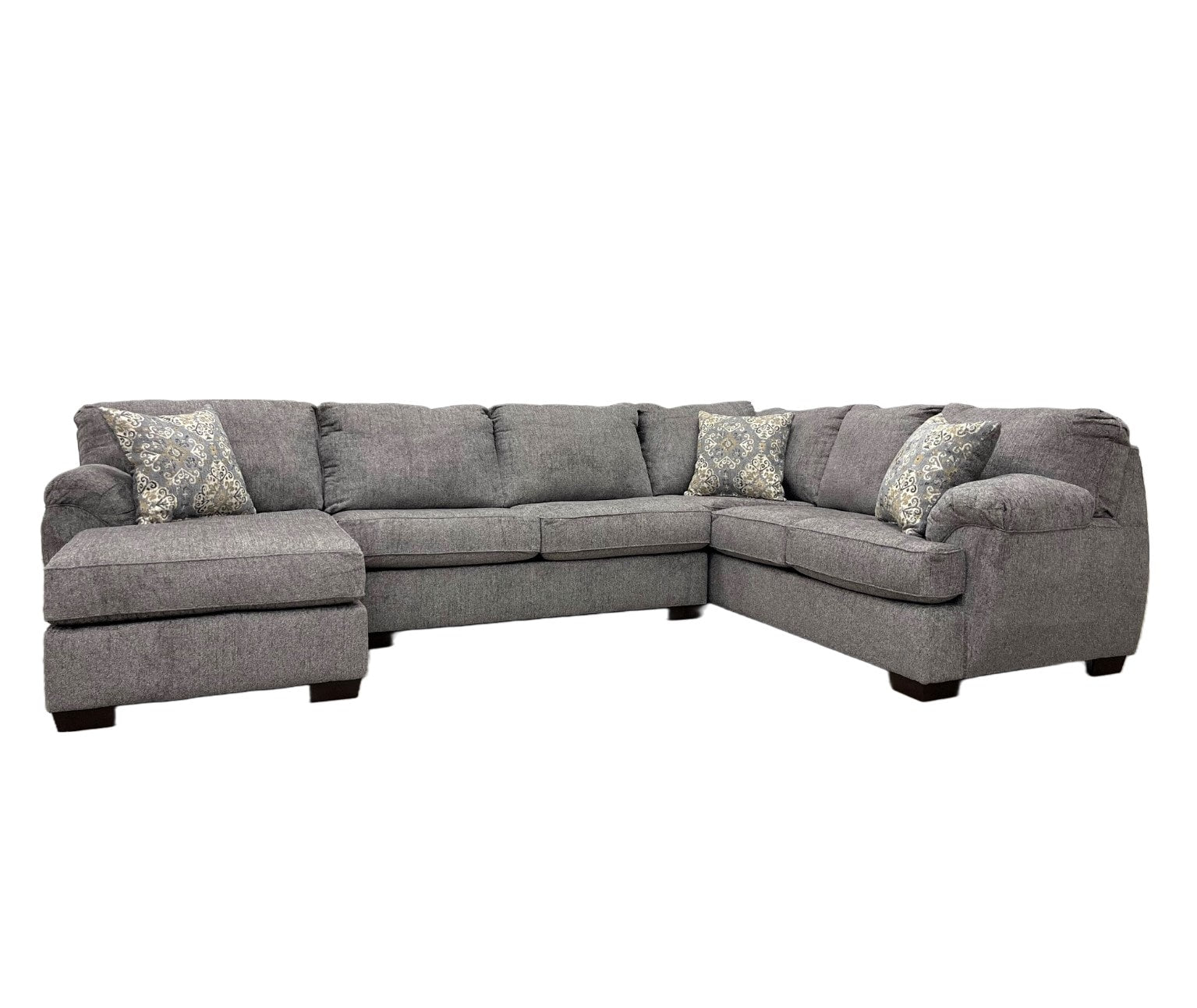 Brentwood Gray Modern Contemporary Traditional Chenille Fabric Sectional