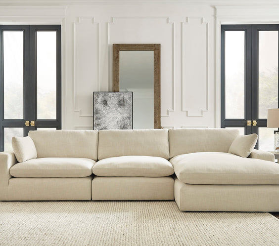 Elyza Linen Modern Contemporary Traditional Sleek Fabric Sectional Oversized, High Quality Sofaloveseat