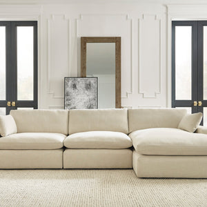 Elyza Linen Modern Contemporary Traditional Sleek Fabric Sectional Oversized, High Quality Sofaloveseat