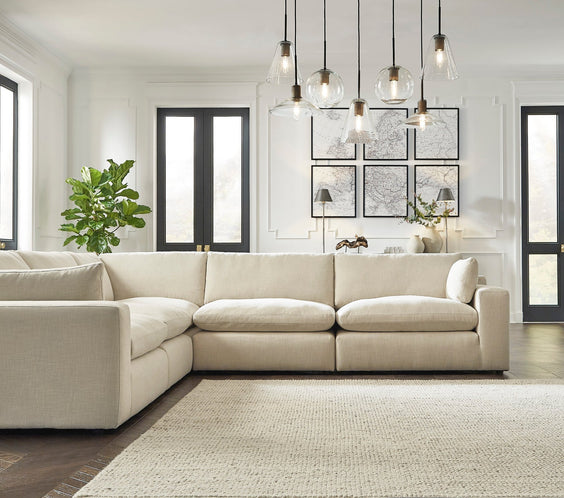Elyza Linen Modern Contemporary Traditional Sleek Fabric Sectional Oversized, High Quality Sofaloveseat
