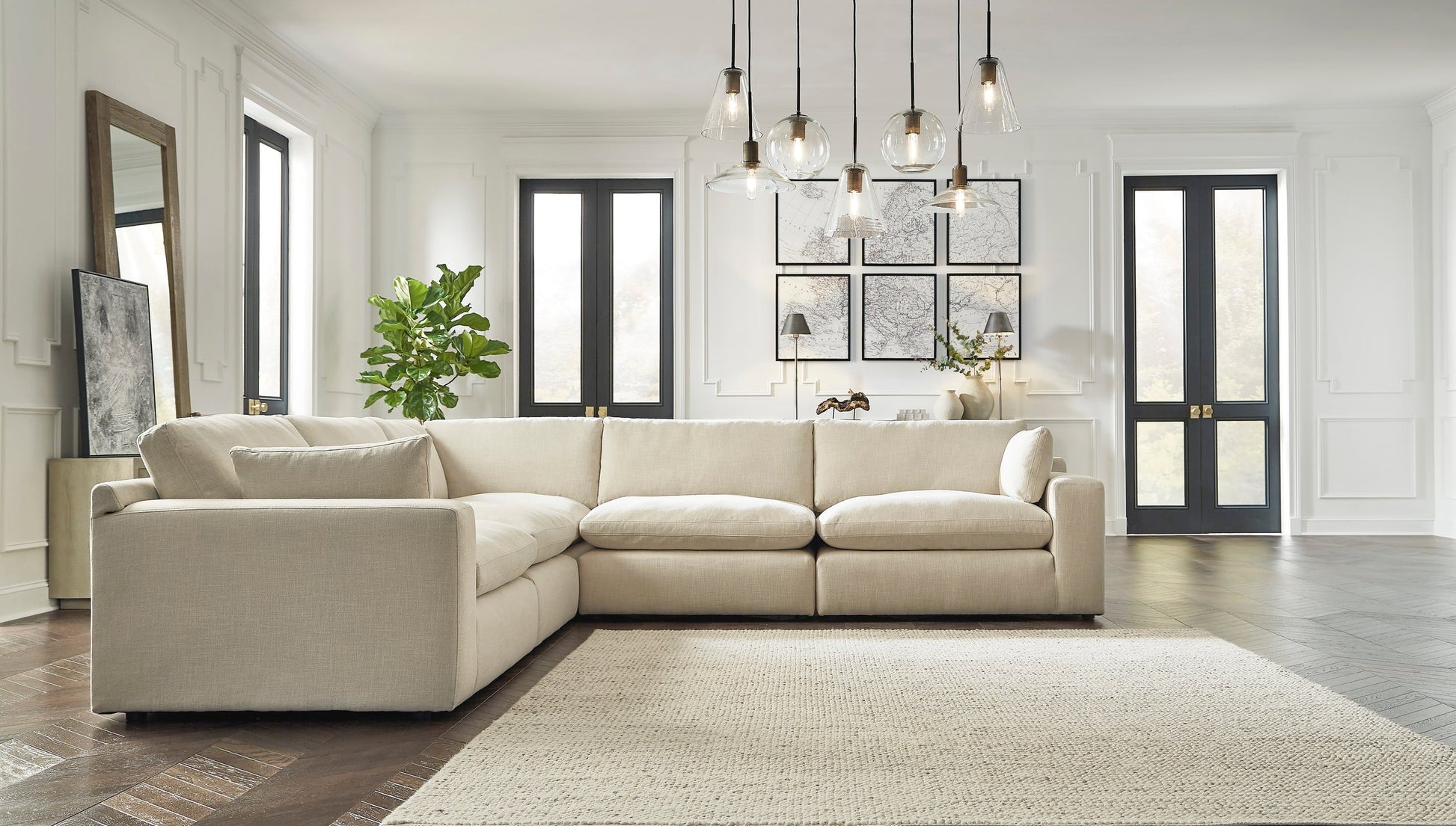 Elyza Linen Modern Contemporary Traditional Sleek Fabric Sectional Oversized, High Quality Sofaloveseat