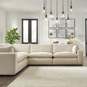 Elyza Linen Modern Contemporary Traditional Sleek Fabric Sectional Oversized, High Quality Sofaloveseat