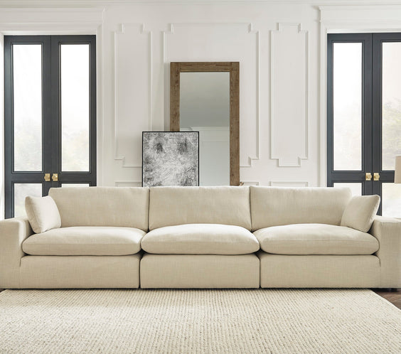 Elyza Linen Modern Contemporary Traditional Sleek Fabric Sectional Oversized, High Quality Sofaloveseat