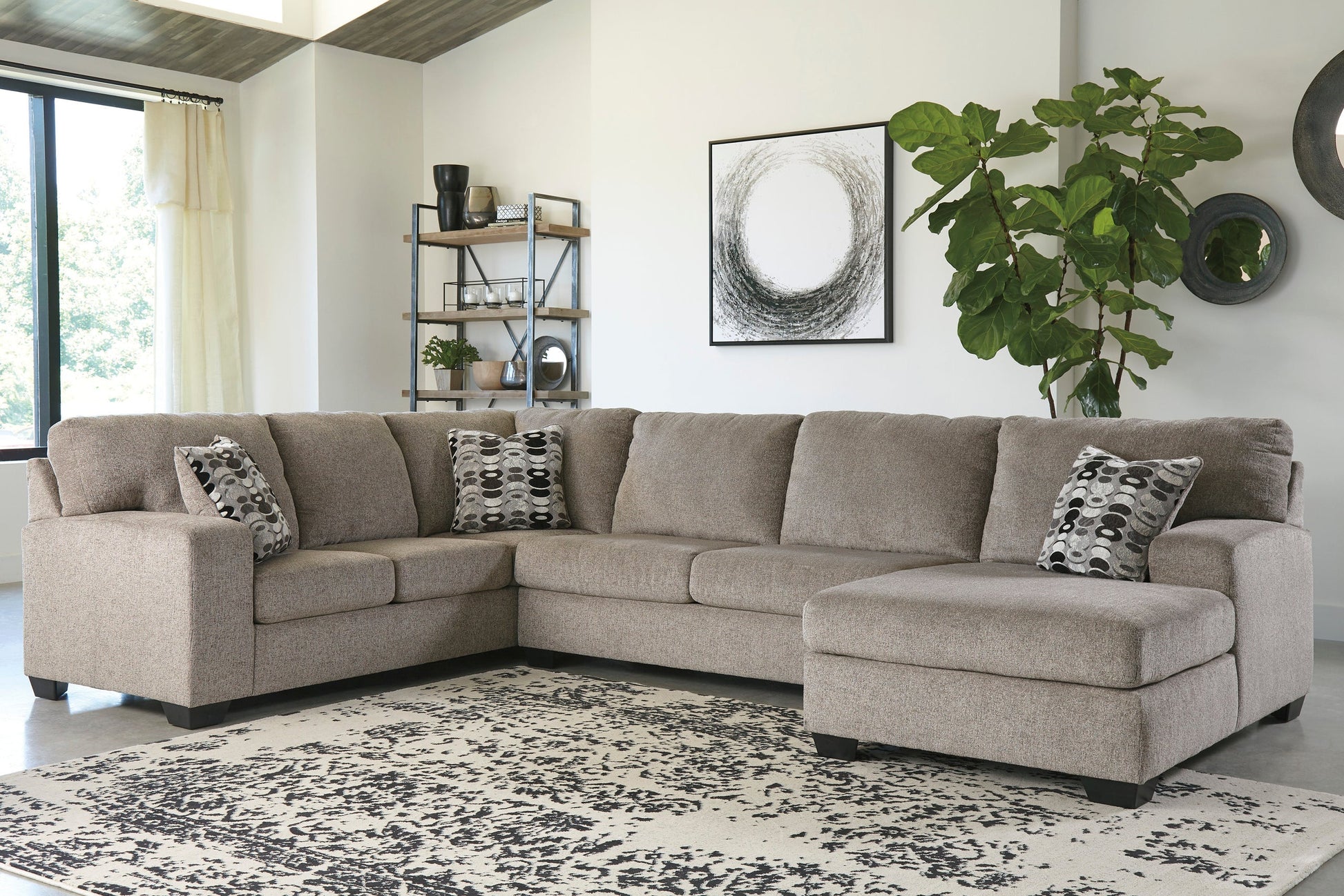 Ashley Platinum Modern Contemporary Traditional Chenille Fabric Sectional