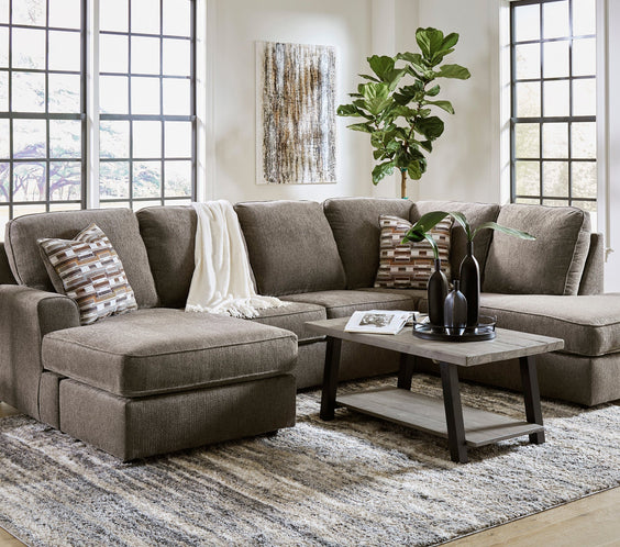 Ashley Putty Modern Contemporary Solid Wood Fabric Upholstered Sectional