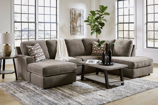 Ashley Putty Modern Contemporary Solid Wood Fabric Upholstered Sectional