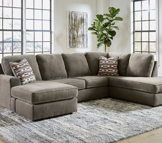Ashley Putty Modern Contemporary Solid Wood Fabric Upholstered Sectional
