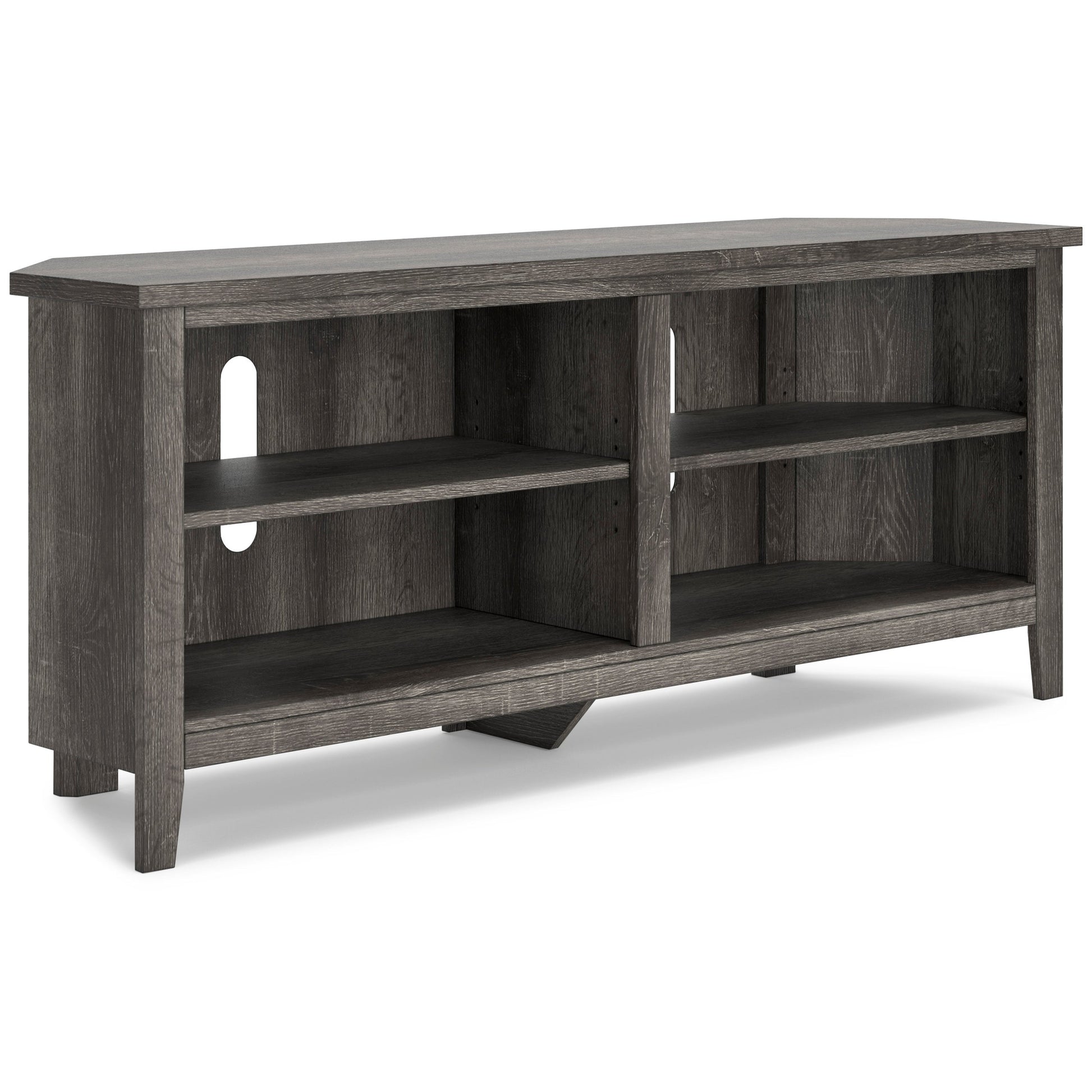 Arlenbry Gray Modern Contemporary Transitional Wood Corner TV Stand With Storage