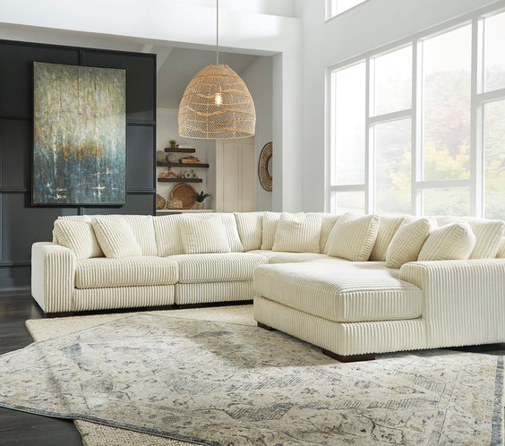 Lindyn Raf Chaise Ivory Modern Contemporary Traditional Polyester Upholstered 2Pc Sectional