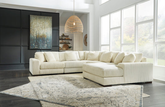 Lindyn Raf Chaise Ivory Modern Contemporary Traditional Polyester Upholstered 2Pc Sectional