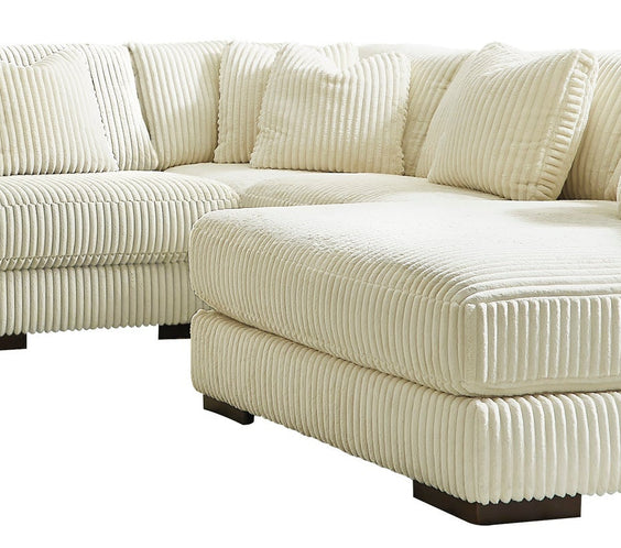 Lindyn Raf Chaise Ivory Modern Contemporary Traditional Polyester Upholstered 2Pc Sectional