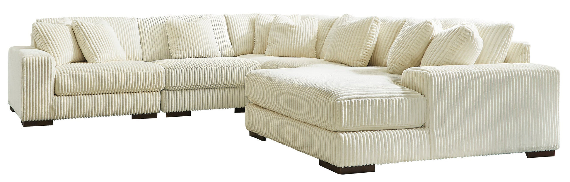 Lindyn Raf Chaise Ivory Modern Contemporary Traditional Polyester Upholstered 2Pc Sectional