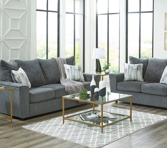 Ashley Gravel Modern Contemporary Solid Wood Fabric Upholstered Sofa & Loveseat
