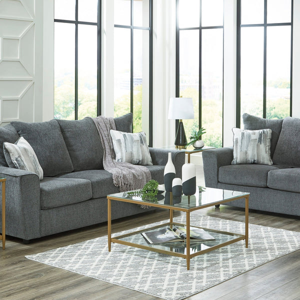 Ashley Gravel Modern Contemporary Solid Wood Fabric Upholstered Sofa & Loveseat
