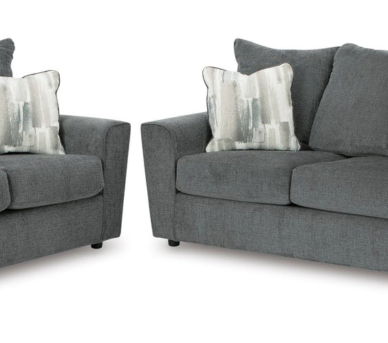 Ashley Gravel Modern Contemporary Solid Wood Fabric Upholstered Sofa & Loveseat