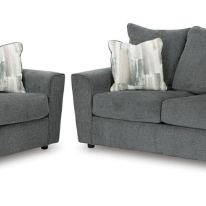 Ashley Gravel Modern Contemporary Solid Wood Fabric Upholstered Sofa & Loveseat
