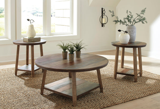 Multi-color Modern Contemporary Solid Wood And Veneers Round Occasional Table Set