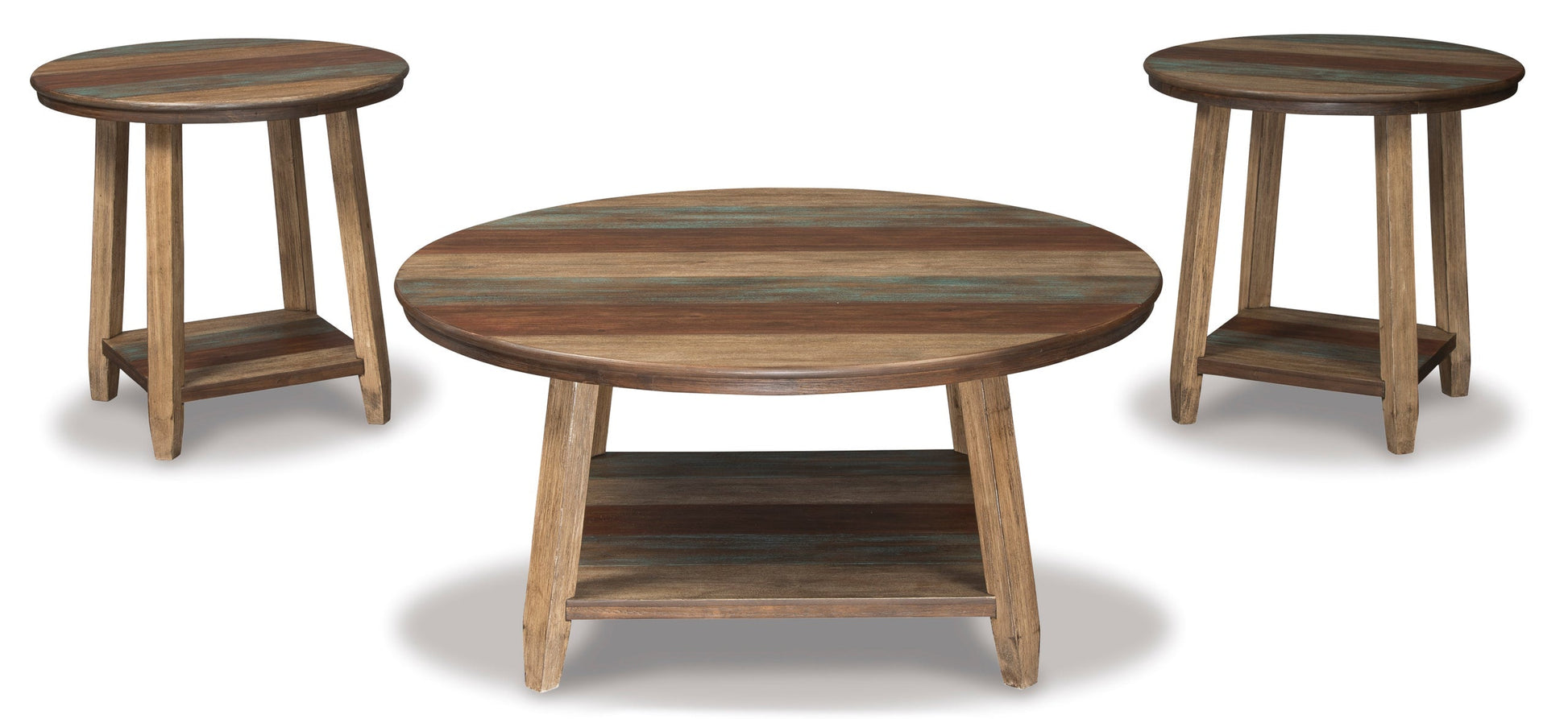 Multi-color Modern Contemporary Solid Wood And Veneers Round Occasional Table Set