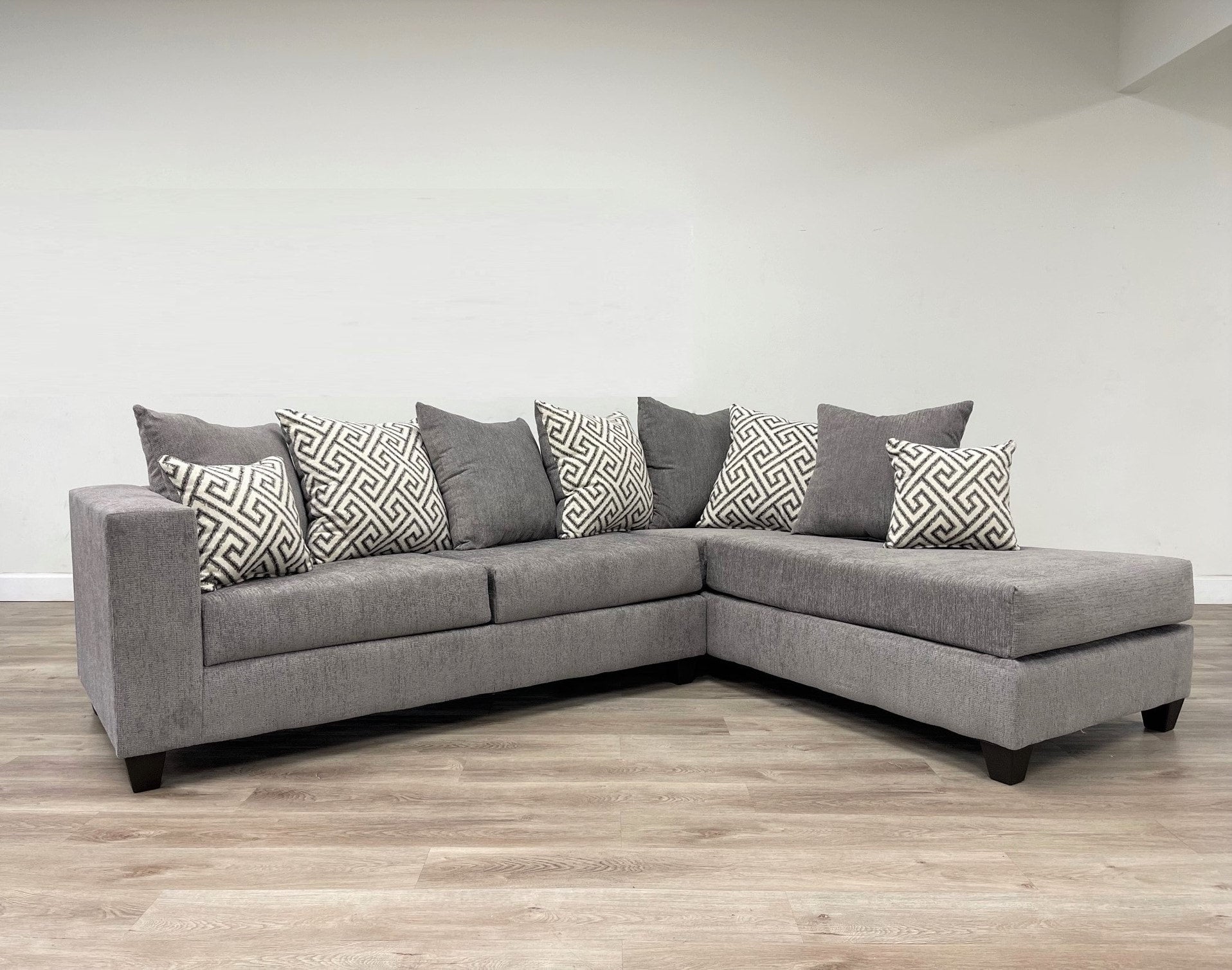 Hollywood Smoke Modern Contemporary Solid Wood Thick Fabric Chenille Upholstered Sectional