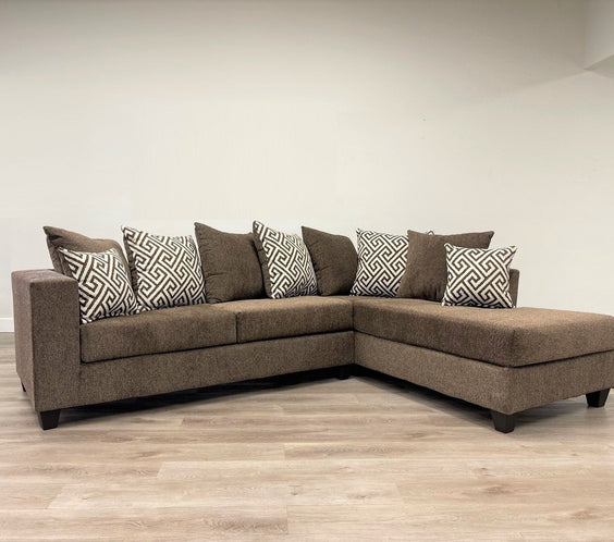 Hollywood Mocha Modern Contemporary Solid Wood Thick Fabric Chenille Upholstered Sectional