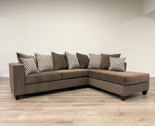 Hollywood Mocha Modern Contemporary Solid Wood Thick Fabric Chenille Upholstered Sectional