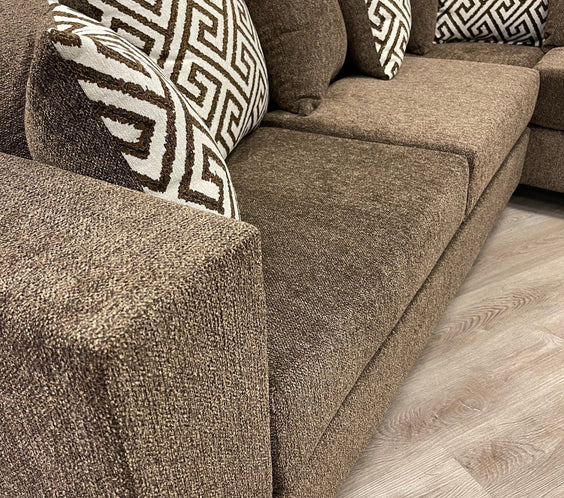 Hollywood Mocha Modern Contemporary Solid Wood Thick Fabric Chenille Upholstered Sectional
