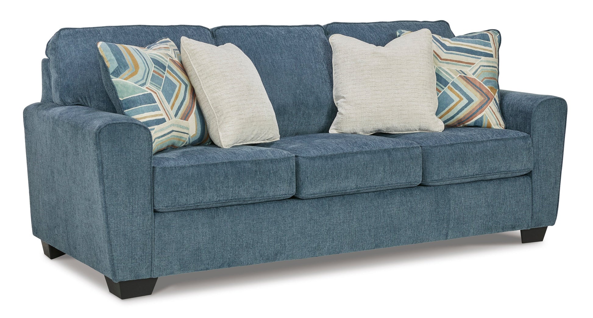 Blue Modern Contemporary Faux Wood Fabric Polyester Upholstered Queen Sofa Sleeper