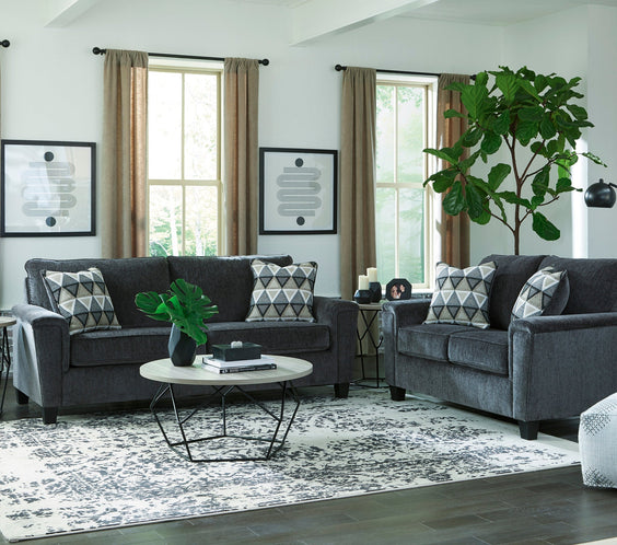 Ashley Smoke Modern Contemporary Solid Wood Fabric Upholstered Sofa & Loveseat