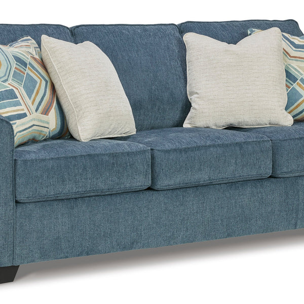 Ashley Blue Modern Contemporary Solid Wood Fabric Upholstered Sofa & Loveseat