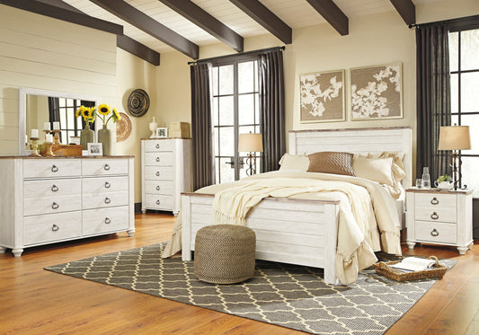 Brown/White Modern Contemporary Transitional Solid Wood Bedroom Set