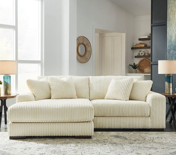 Ivory Modern Contemporary Solid Wood Fabric Upholstered 2Pc Sectional Laf Chaise
