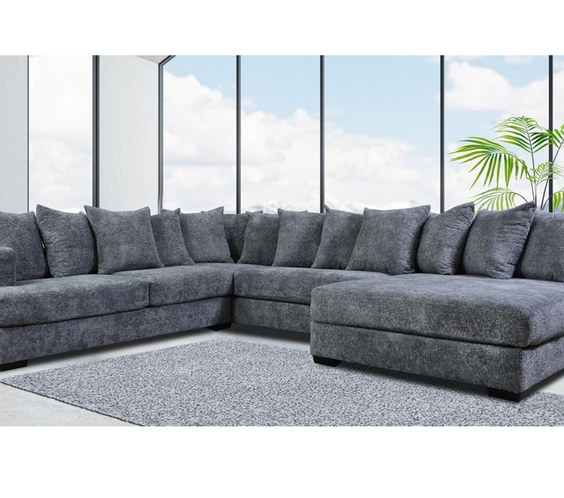 Gray Modern Contemporary Solid Wood Thick Chenille Fabric Upholstered Oversized Sectional