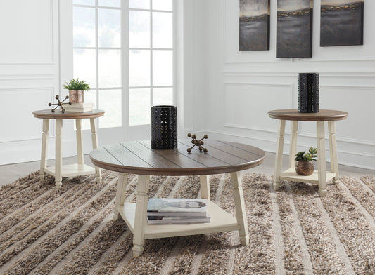 TwoTone White/Coffee Contemporary Oak Veneers Wood, Engineered Wood Occasional Table Set