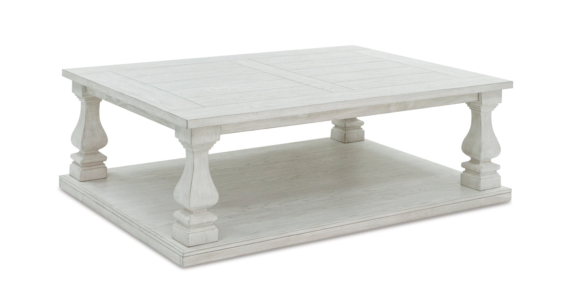 Antique White Modern Traditional Solid Wood And Veneers Rectangular Cocktail Table