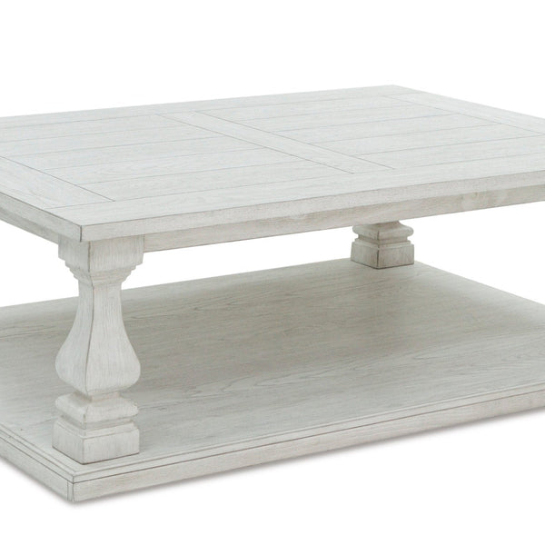 Antique White Modern Traditional Solid Wood And Veneers Rectangular Cocktail Table