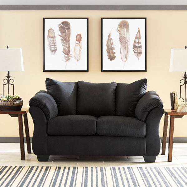 Ashley Black Modern Contemporary Solid Wood Microfiber Upholstered Sofa & Loveseat